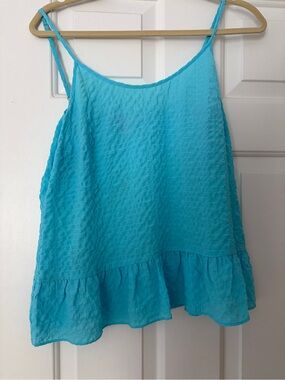 Lilly Pulitzer Turquoise Ruffle-Hem Spaghetti-Strap Cami